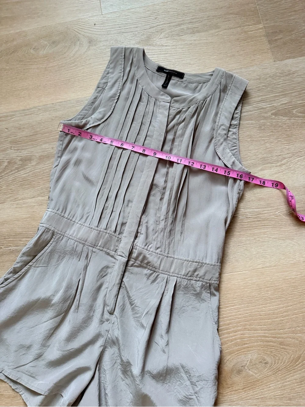 Y2K BCBGMAXAZRIA Paloma 100% Silk Pleated Romper Jumpsuit Hazelnut XS-S
